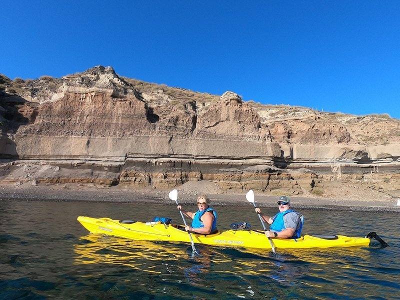 Santorini caldera sea kayaking Greece